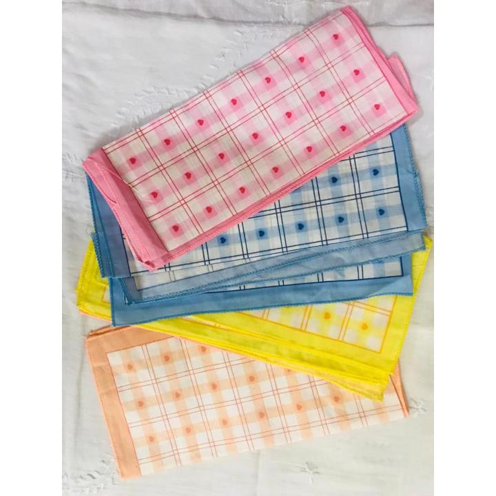 Pack of 4 ladies girls handkerchief in superior quality in various colors elegant design soft cotton rumal in reasonable price