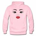 Girls Face Eyes Lips Pullover Hoodies for women. 