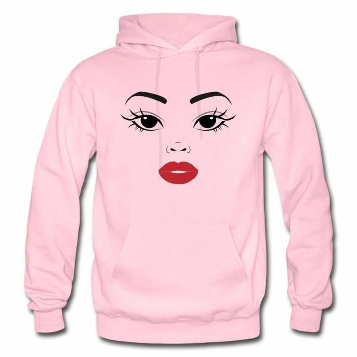 Girls Face Eyes Lips Pullover Hoodies for women