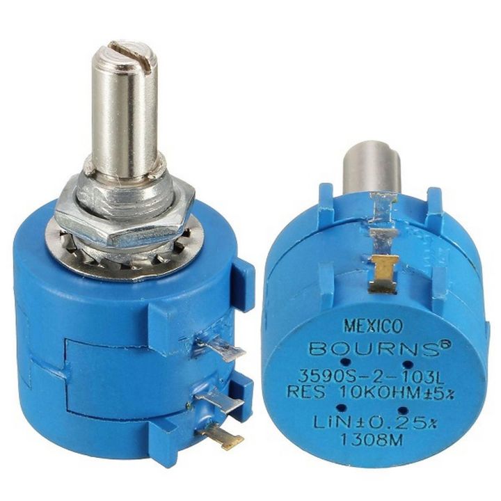 Pack of 2 - (10K ohm) Precision Variable Resistor Potentiometer (3590S-103L) Wire-wound multi-turn