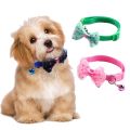 Pet Bow Collar Cat Puppy Bell Collar Korean Pet Collar Kitty Bow Headband Collar Adjustable Clasp Suitable For Cats And Dogs bluey. 