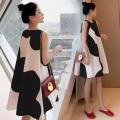 Maternity dress korean version plus size women's dress summer loose fat mm sleeveless midi length. 