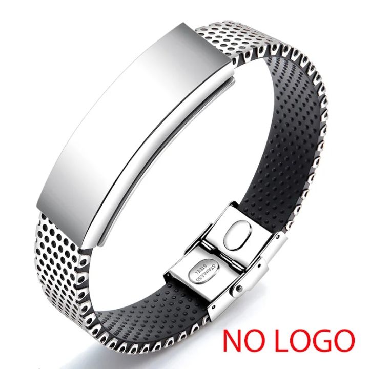 【Top mobile】AZIZ BEKKAOUI Black Magnetic Bracelets Men Stainless Steel DIY Letter Bangle Jewelry