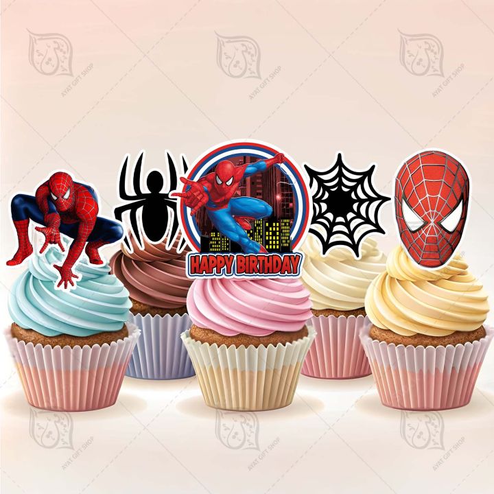 Pack%20of%2012%20Spiderman%20Theme%20Cupcake%20Toppers,%20Baby%20Boy%20&%20Girl%20Birthday%20Party%20Celebration%20&%20Perfect%20Birthday%20gift%20-%20Image%202