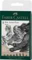 Faber-Castell PITT Artist Pen India Ink Pen - wallet of 8 - colour 199 black - XXS, S, F, M, B, C, 1.5, Fude Hard. 