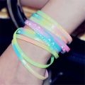 Printed Letters Luminous Silicone Sports Bracelets Bangles for Women Fluorescent Rubber Fitness Thickening Wristband Bracelet. 