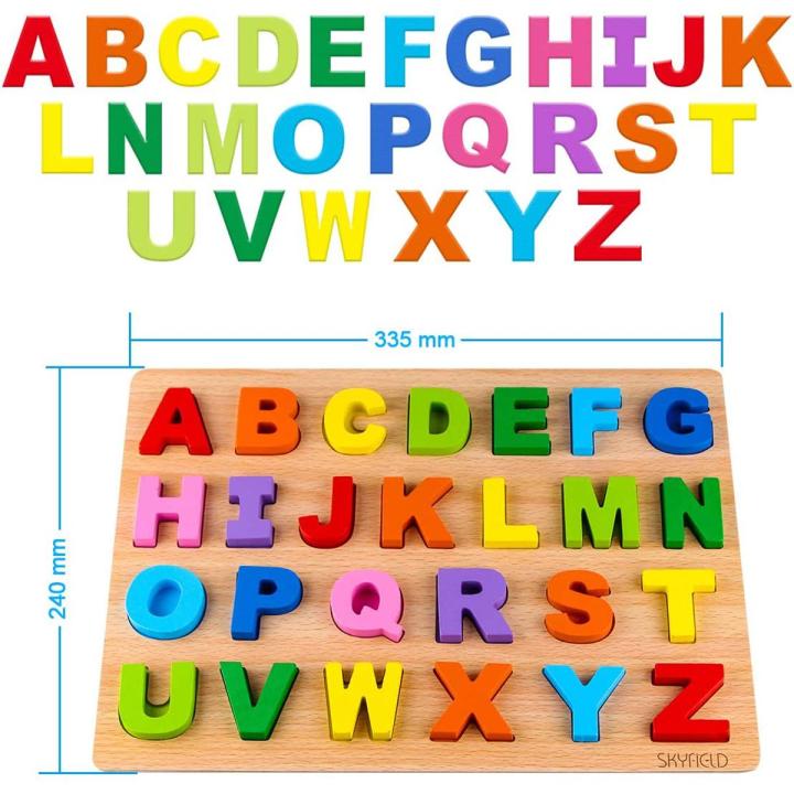 Wooden Alphabet – ABC Letters Sorting Board Blocks Montessori Educational Early Learning Toy Gift for Preschool