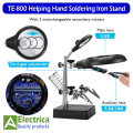 TE-800 2.5X 7.5X 10X Helping Hand Clip Clamp LED Magnifying Glass Soldering Iron Stand Magnifier Welding Rework Repair Holder Tools by Electrica. 