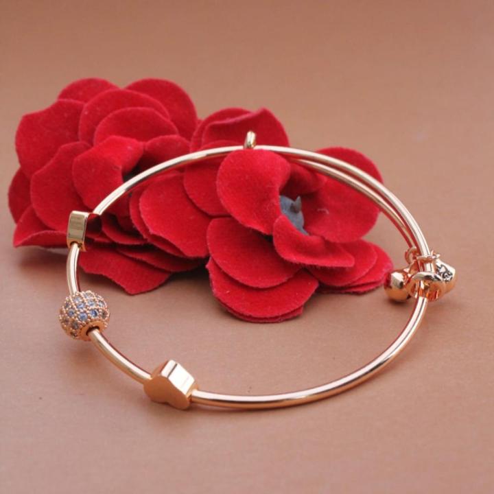 Bracelet - Kara - Bangles - Kada - Ladies Kara - Ladies Bangles - Girls Bracelets - Ladies Bracelet- Stylish Rose gold plated Kara with zircon ball