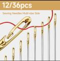 12Pcs Blind Needle Elderly Needle-side Hole Hand Household Sewing Stainless Steel Sewing Needless Threading Diy Jewelry. 