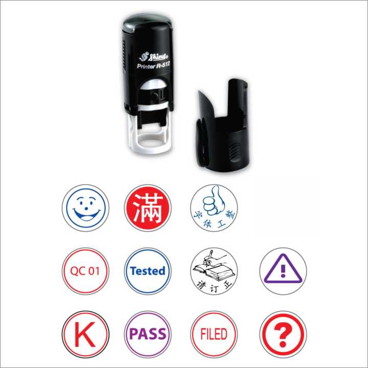Mini 12mm Self inking Custom Round Rubber Stamp Shiny R512 -Using for paper and card with blue or black ink pad