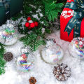 Small Santa Figurines Ornament Hooded Transparent Plastic Christmas Ball with Lanyard Festive Xmas Ornament for Party Home Decor Christmas Ball Ornament. 