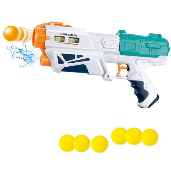 2 in 1 soft ball gun-Toys for Boys, Kids, Children | 2 in 1 Water Shoot Gun with 3 Bowling Pins & 5 Soft Ball Bullet