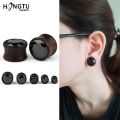 【beauty code】1Pair Black Zircon Wood Plugs Tunnels Flexible Thin Ear Tunnel Piercing Flesh Tunnel Stretchers 8-16MM. 