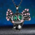 Exquisite Fashion Mexican Axolotl Necklace For Women cartoon black salamander animal pendant jewelry birthday gift for Kids Girl. 