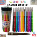 Color'Peps 12- Colour hard brush markers in jar for drawing and painting. 