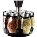 Spice Rack With 6 Glass Spice Holders Jar, Revolving Spice Rack Kitchen Cabinet And Worktop. 