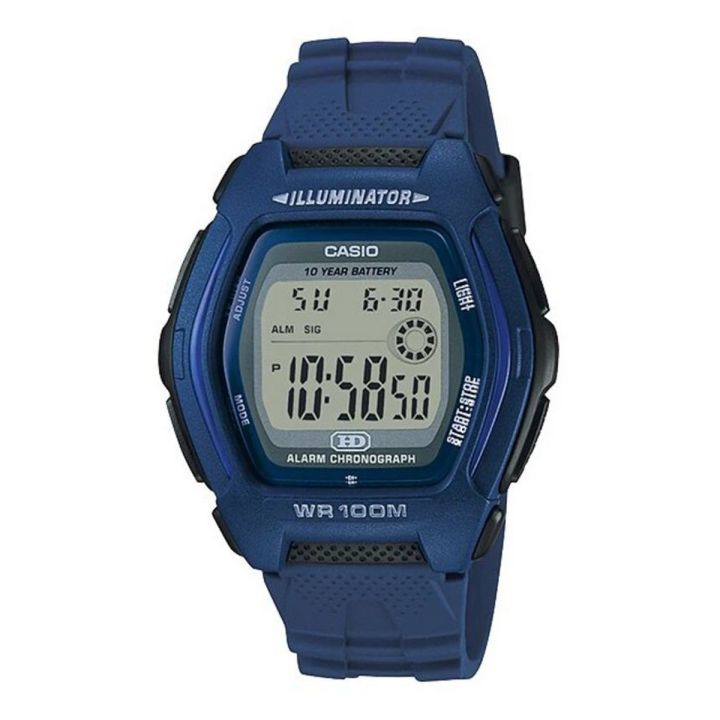 Casio Digital Youth HDD Grey Dial With Blue Rubber Strap Men's Watch - HDD-600C-2AVDF