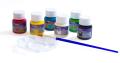 Fabric Paint color 25ml 6 pcs with colour Palette brush and wooden sticks (Textile). 