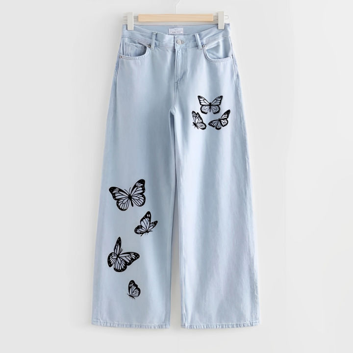 Ice Blue Wide Leg High Waist Denim Jeans for Women  Stylish and ...