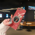 For OPPO A12e Back Cover + Bowknot Makeup Mirror Fashion Shiny Plating Square Bumper Bling Girls Phone Case Soft TPU Silicone Shockproof Back Cover. 