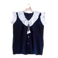 Stylish & Trendy Navy Blue Color Handmade Woolen Cardigan for Women / Navy Blue Sweater for Girls / V-Neck Sleeveless Sweater for Women / Front Open Cardigan for Ladies. 