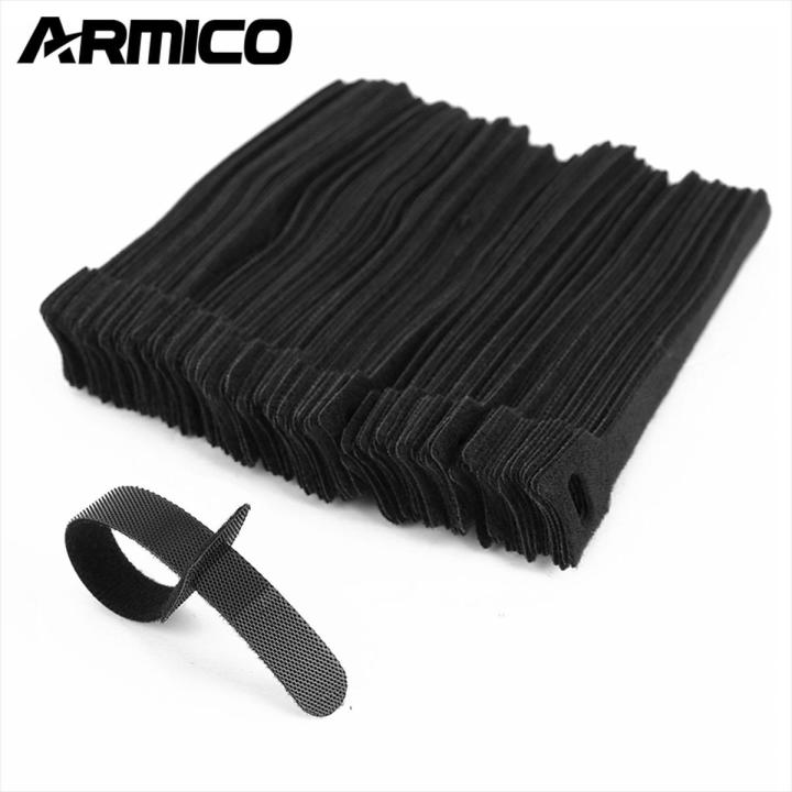 ARMICO 20PCS Fastening Cable Ties Reusable,Newlan Adjustable Cord Straps Premium 6-Inch Adjustable Cord Ties, Microfiber Cloth Cable Management Straps Hook Loop Cord Organizer Wire Ties Reusable-Black