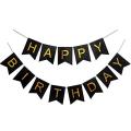 Happy Birthday Party Decoration Combo Set With Banner, Confetti Metallic Balloons, Foil Fringe Curtain | Black & Silver Pack of 33 Pcs. 