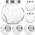 Pack of 4, 2 ,1  Round Clear Glass Containers with Lids - 250 ml Candy Bar Jars - Storage Jar with Lid for Herbs, Spices, Baby Food, Yogurt, Jelly and Honey - Gifts for Weddings. 