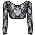 Women Mesh Lace Blouses Casual Long Sleeve V-Neck Smock Crop Tops Lady Bottoming Shirts Fashion See-through Flowers Female Shirt. 