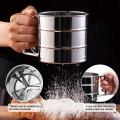 Stainless Steel Mesh Flour Sifter Mechanical Baking Icing Sugar Shaker Sieve Tool Cup with Handle. 
