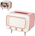 Cute Tissue Box Cover Retro TV Phone Holder Stand for All Phones Unique Multifunction Tissue Box Holder for Kitchen Bedroom Office Parlor Bathroom Decro Tissues. 
