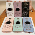 COROGI for Xiaomi Redmi Note 9 Back Cover with Astronaut Folding Bracket Luxury 6D Plating Frame Stand Cases Shiny Square Soft Silicone Phone Case. 
