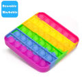 Push Pop Bubble Fidget Spinner Pop It Silicone Toy - 5 inches - New Rainbow Square. 