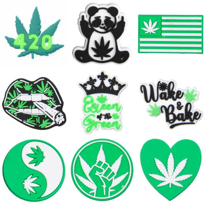 Cool Green Leaves Shoe Charms PVC Shoe Decorations for Clog Sandals Croc Accessories Adult Men Women Birthday Party Gifts