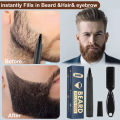 Beard Filler Pen Forked Four-Head Waterproof Repair Moustache Styling Black Dark Brown Hair Enhancer Tint Shape Tool with Brush. 