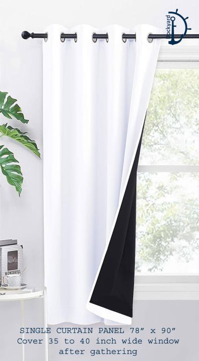 Sunblock Blackout Curtains - Light Blocking Curtain Single Panel - 1 Piece 6.5ft x 7.5ft