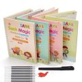 Sank Magic Book //Magic Practice Copybook Set 4 Books, Magic Pen & 10 Ink Refills  with1Grip Writing Handwriting  // Math Book, Drawing Book, Alphabet, and Number learning books for kids // pre-school learning book /Sank practice copybook magic book. 