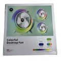 Colorful Desktop Fan | USB Rechargeable, Silent, 3-Speed with LED Ambient Light. 