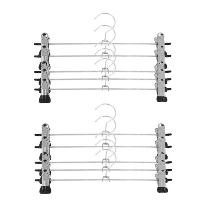 10Pcs Metal Trousers Hangers, Non-Slip Clips Hanger for Slacks Jeans Socks, Skirts Hangers with 2-Adjustable Clips