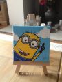 Multicolor Minion cartoon(3 sizes available) on canvas acrylic painting for kids room, dinning room, kitchen, coffee shop, bedroom, drawing room, gift for wedding, birthday, new year, school, college, handmade home decor.. 