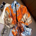 In summer, the big-name high-end mulberry silk silk scarf women's print elongated shawl is worn with an imitation silk scarf sand. 