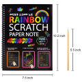 2PCS Rainbow Scratch Paper Children'S Art Book Scratch Paper NoteBook Black DIY Rainbow Art Paper Card Neon Scratch Book with Wood Stick. 