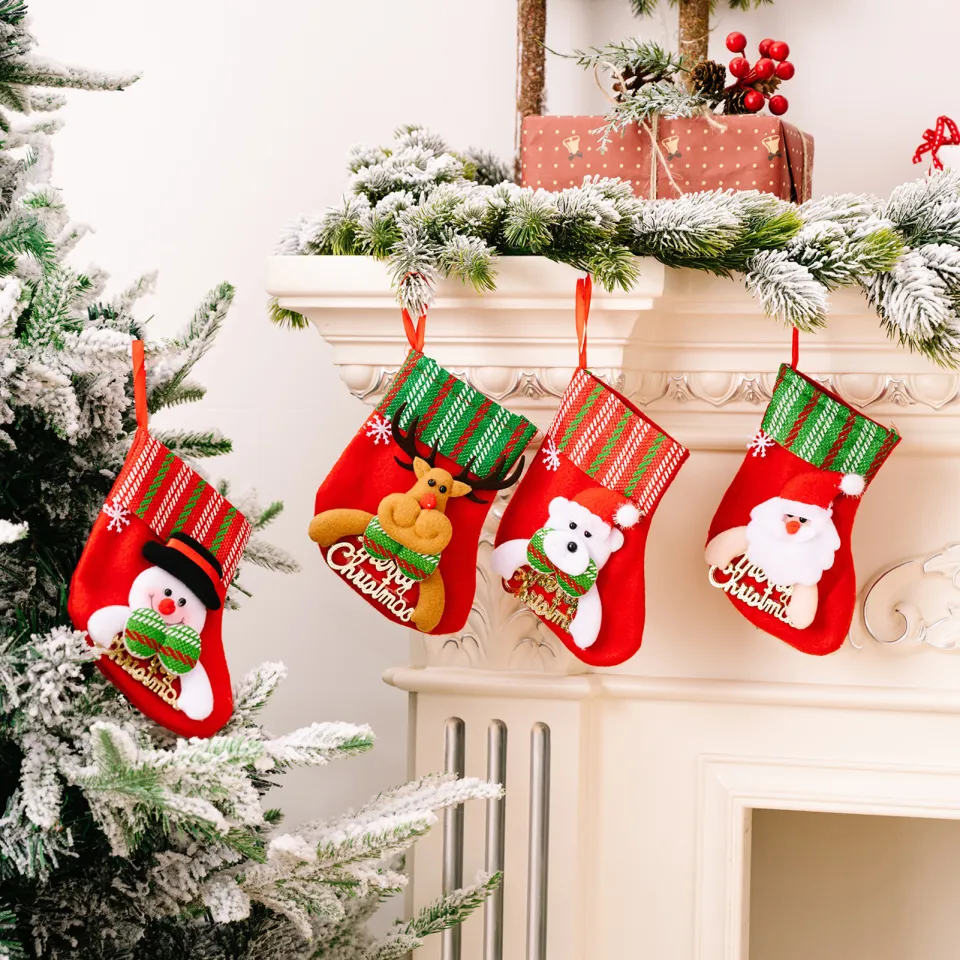 Christmas Socks Gift Bag and Christmas Tree Pendant Decoration for Creative, Heartwarming Holiday Gifting