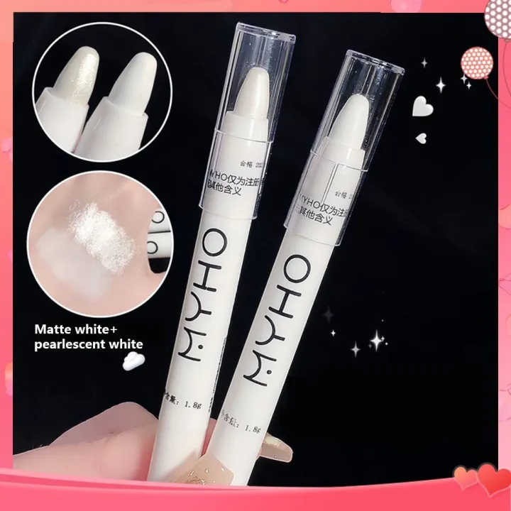 Monochrome%20Eye%20Shadow%20Stick%20Lying%20Silkworm%20Pen%20Matte%20Pearlescent%20White%20Silver%20Highlighter%20Easy%20To%20Color%20Long%20Lasting%20Student%20-%20Image%203