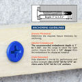 3/16 or 1/4 Concrete Screw Anchor Blue Flat Head Screws for Masonry Brick Block Cement Stucco (Boxed with Drill Bit). 