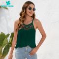 Green Home Sleeveless Top Round Neck Flower Print Sleeveless Women Shirt. 
