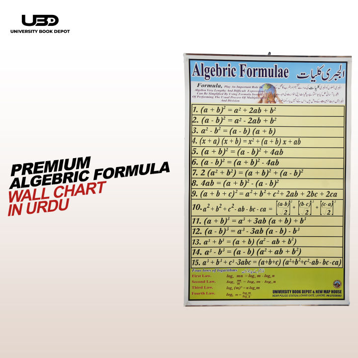 Math Formulas Wall Poster | Algebraic Formulas Wall Chart For Classroom | Math Chart on 200 grams Card 20*30 inches