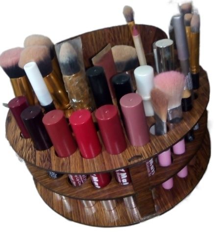 Make up organizer for dressing table, Wooden Makeup and Brushes Stand Cosmetic Organizer