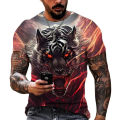 Men's T-shirt 3D tiger printing fashion funny animal graphic T-shirts leisure o-neck oversized short sleeve street trend tops. 